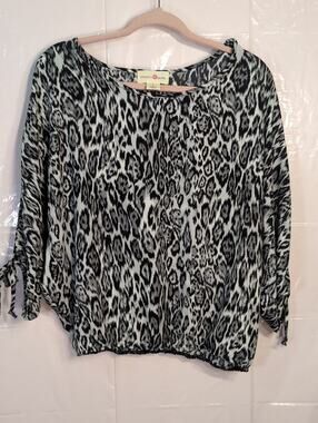 Animal Print Dolman Top L Wishful Park Leopard Print Relaxed Tunic Shirt